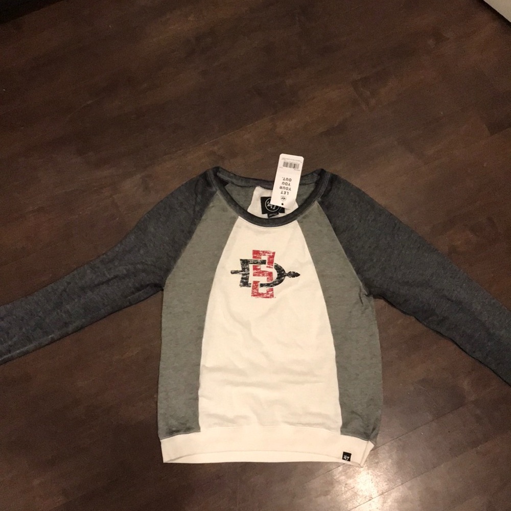 San Diego State fade out block crew neck